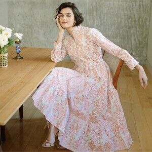 Daydress Light Pink Floral Maxi Dress with Long Sleeves